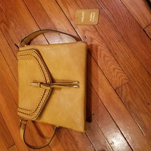 Small leather mustard purse
